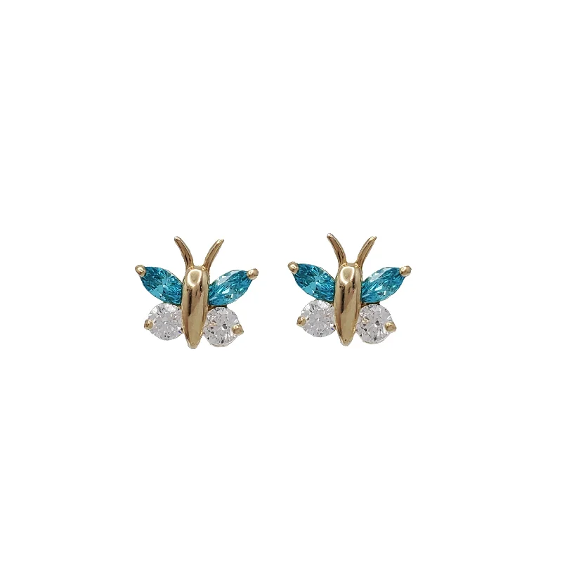 engagement earrings for women-Zirconia Butterfly Stud Earring (14K)