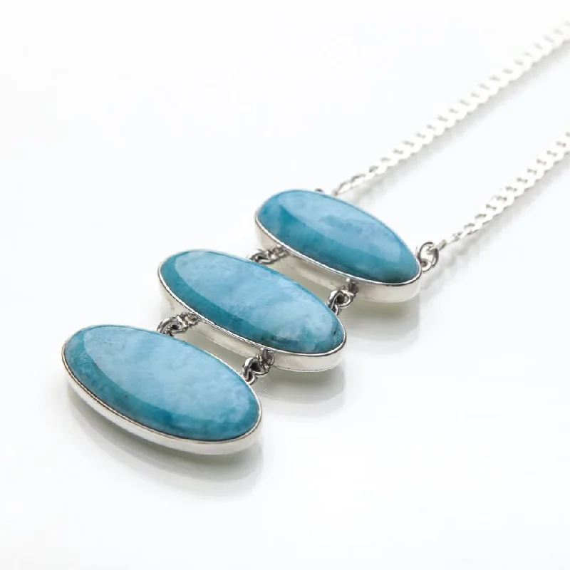 layered silver necklace for women-Larimar Necklace Gretta