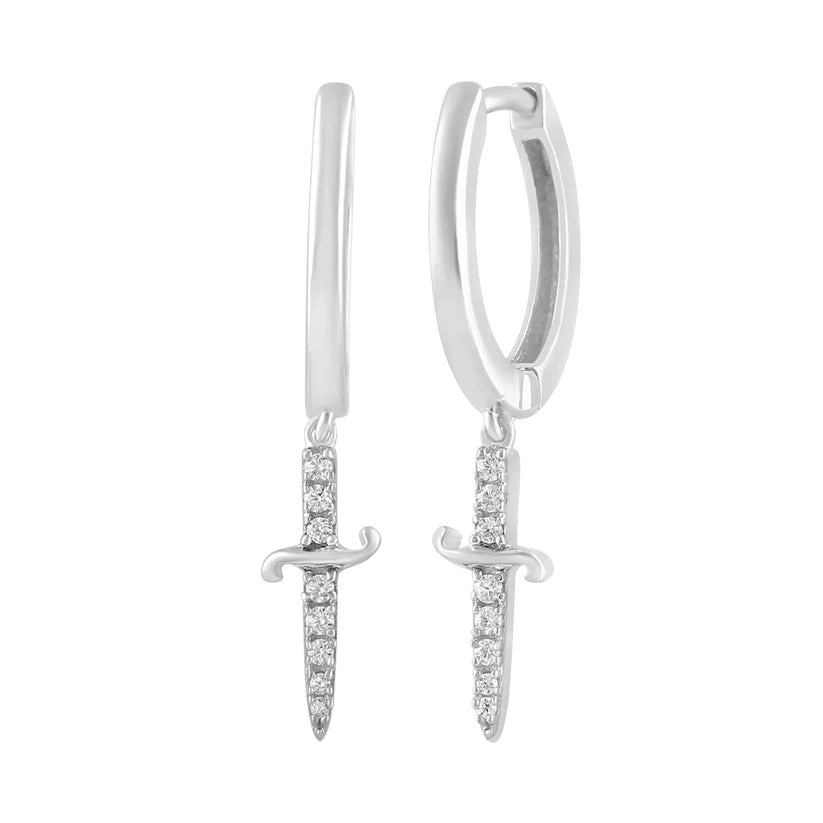 classy earrings for women-Dagger Diamond Earring (14K)