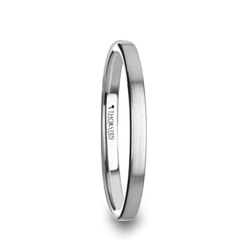 radiant cut engagement rings for women-TILLY Flat Style Women's Tungsten Carbide Ring with Brushed Finish - 2mm