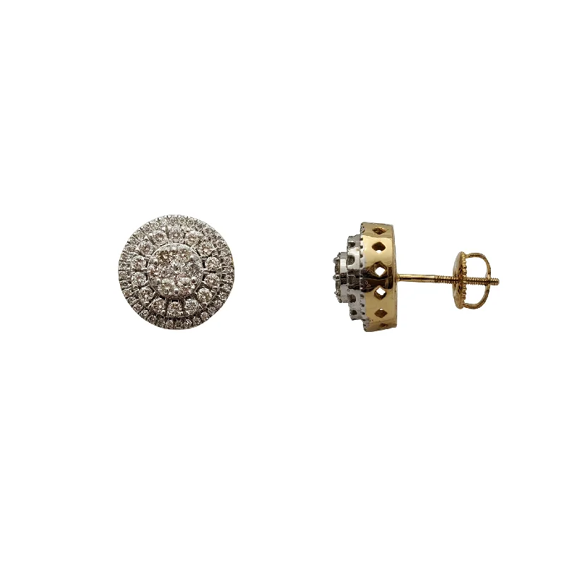 handmade earrings for women-Diamond White Round Stud Earrings (14K)