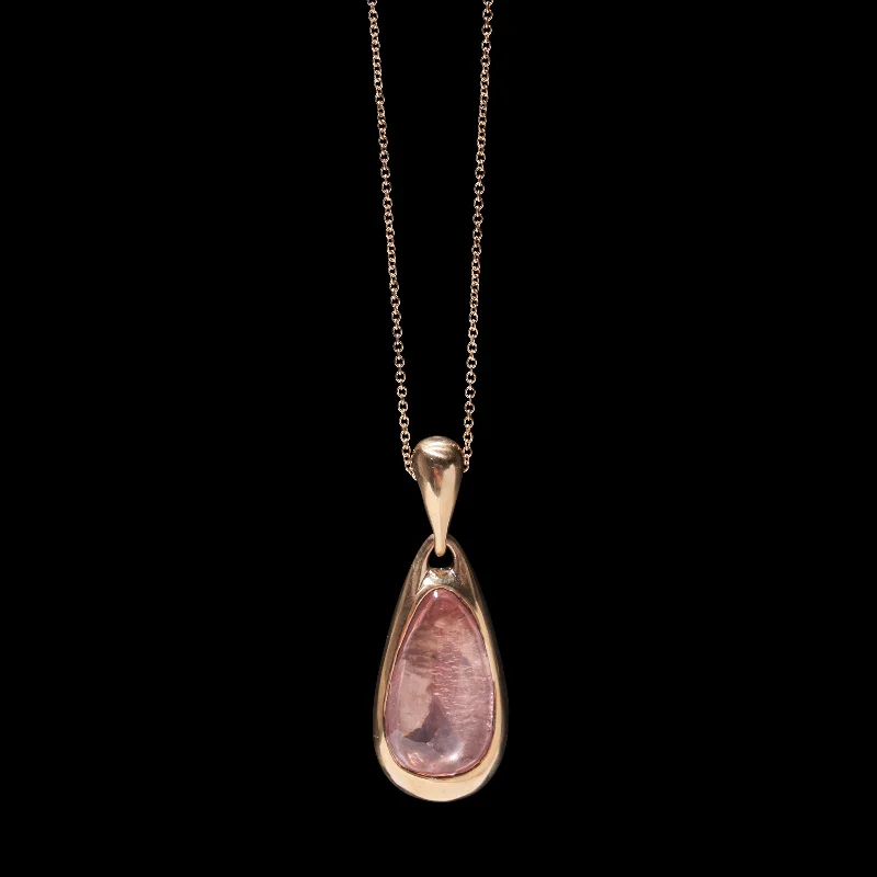 infinity necklace for women-Rose Quartz Large Teardrop Pendant Necklace