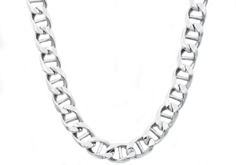 personalized bar necklace for women-Mens Stainless Steel Mariner Link Chain Necklace