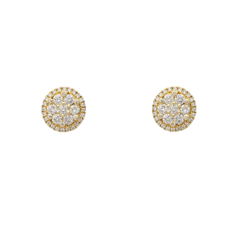 pearl drop earrings for women-Diamond Cluster Round Stud Earrings (14K)