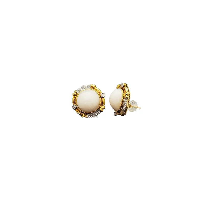 fashion earrings for women-White Coral Stud Earrings (14K)