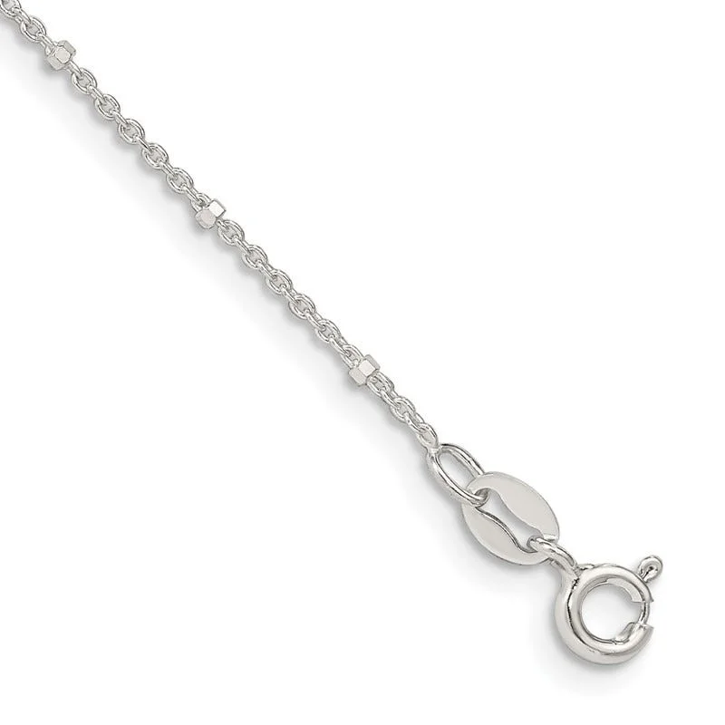 infinity anklets for women-Sterling Silver 1.25mm Rolo with Beads Chain Anklet