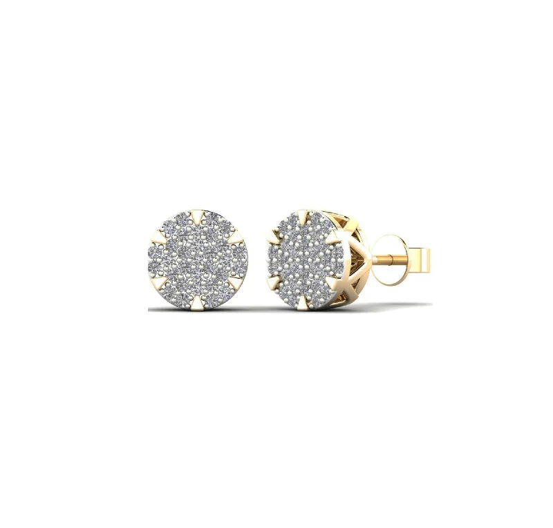 crystal earrings for women-Diamond Round Cluster Stud Earrings (14K)