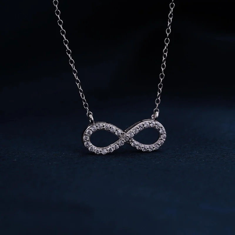 designer necklace for women-Silver Infinity Grace Diamond Necklace