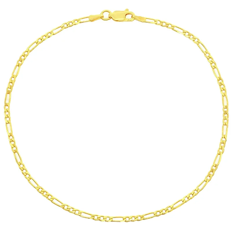 beach anklets for women-Classic Women's Anklet - Gold Plated Sterling Silver 2mm Figaro Design | Q-5759-9