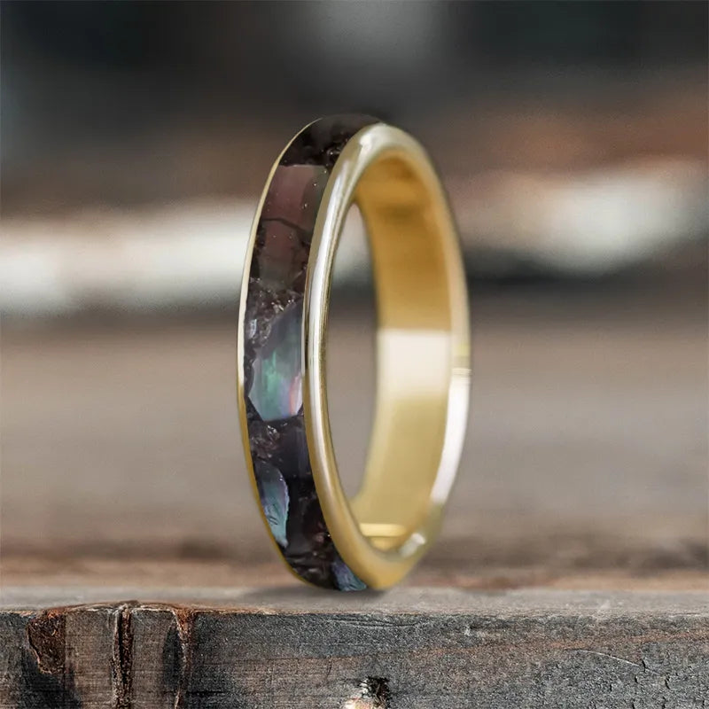 two-tone ring for women-Custom Design - Ladies Single Inlay Ring pS6ruOTUYMalygs1sV1alX-W