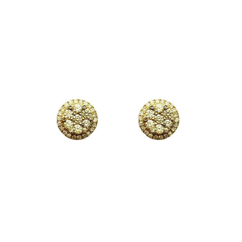 rose gold earrings for women-Diamond Cluster Stud Earrings (14K)