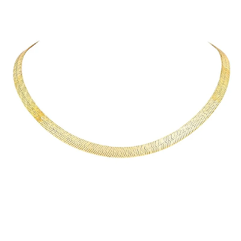 snake chain necklace for women-Large Liquid Gold Herringbone Necklace