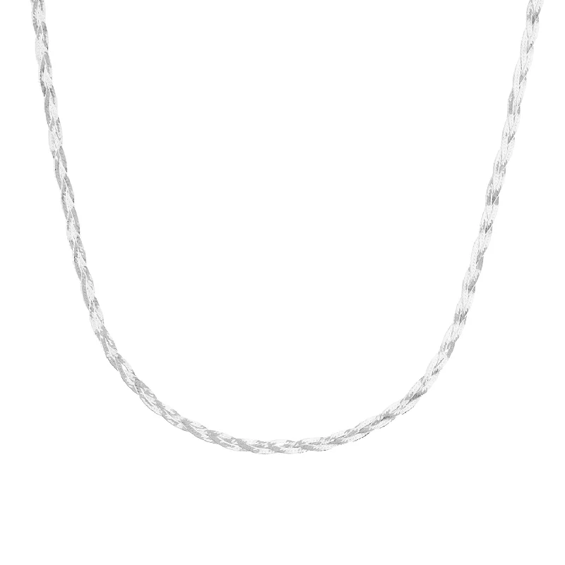 pendant necklace for women-Braided Herringbone Necklace | Silver