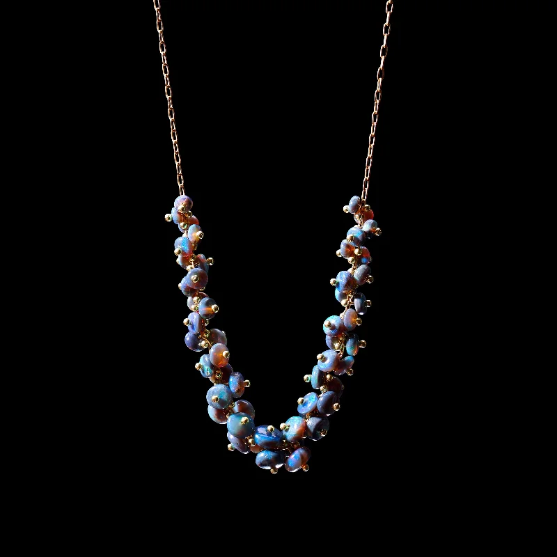 twisted necklace for women-Opal Cluster Necklace