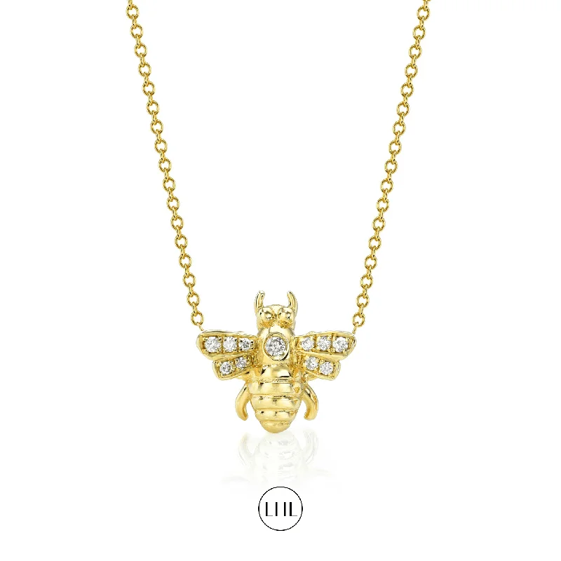 layered gold necklace for women-Diamond Honey Bee Necklace | Ready to Ship