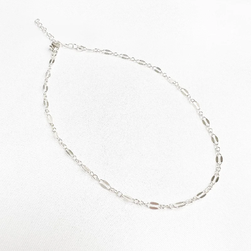 multi-strand anklets for women-Kamryn Dainty Dapped Sequin Chain Sterling Silver Anklet