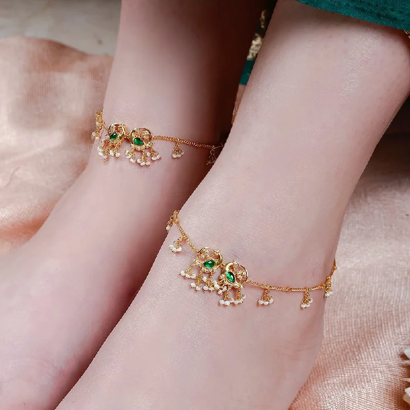 gold anklets for women-Silver Double Swan Anklet