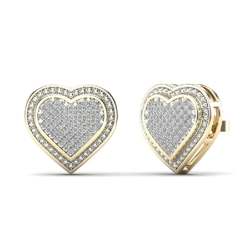 star earrings for women-Diamond Heart Stud Earrings (14K)