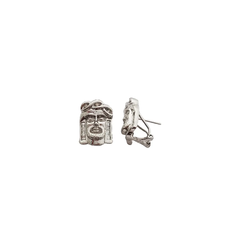 gold stud earrings for women-Icy Dreads Jesus Diamond Stud Earrings (14K)