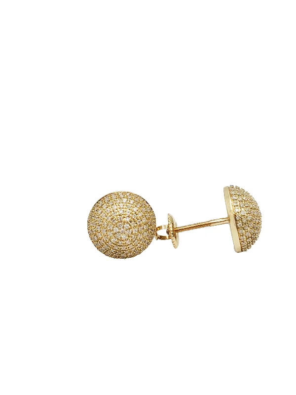 luxury earrings for women-Diamond Small Half Ball Stud Earrings (14K)