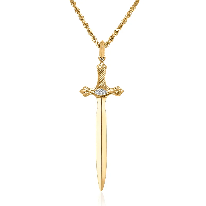 art deco necklace for women-Valiant Protection Sword Marquise Diamond Center | Ready to Ship