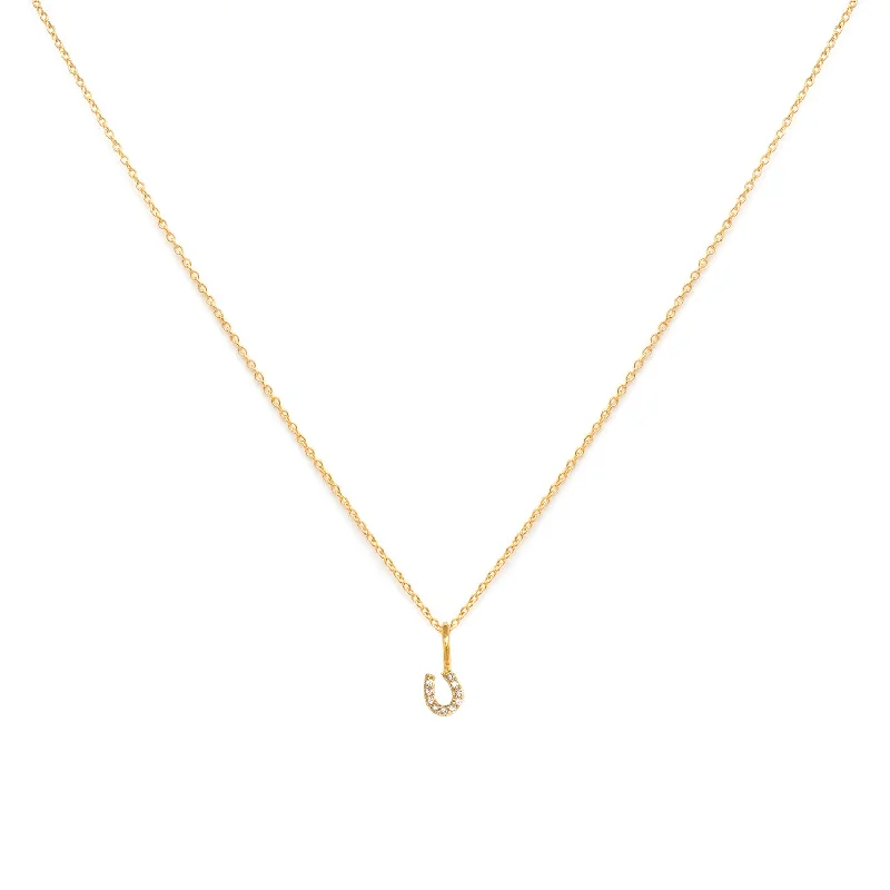 birthstone necklace for women-Tiny Horseshoe Necklace | Gold