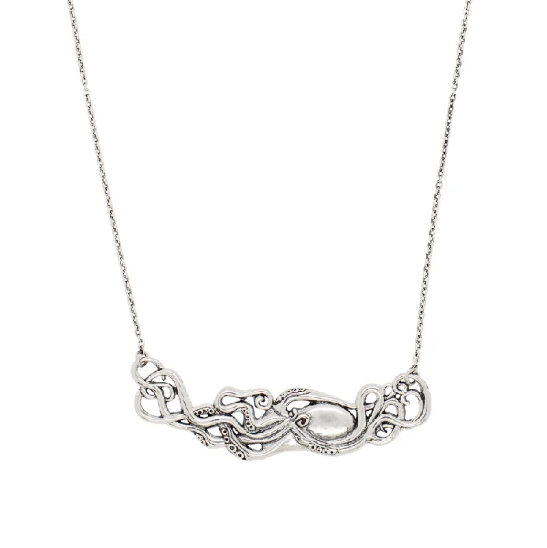 short necklace for women-Octopus Necklace in Silver