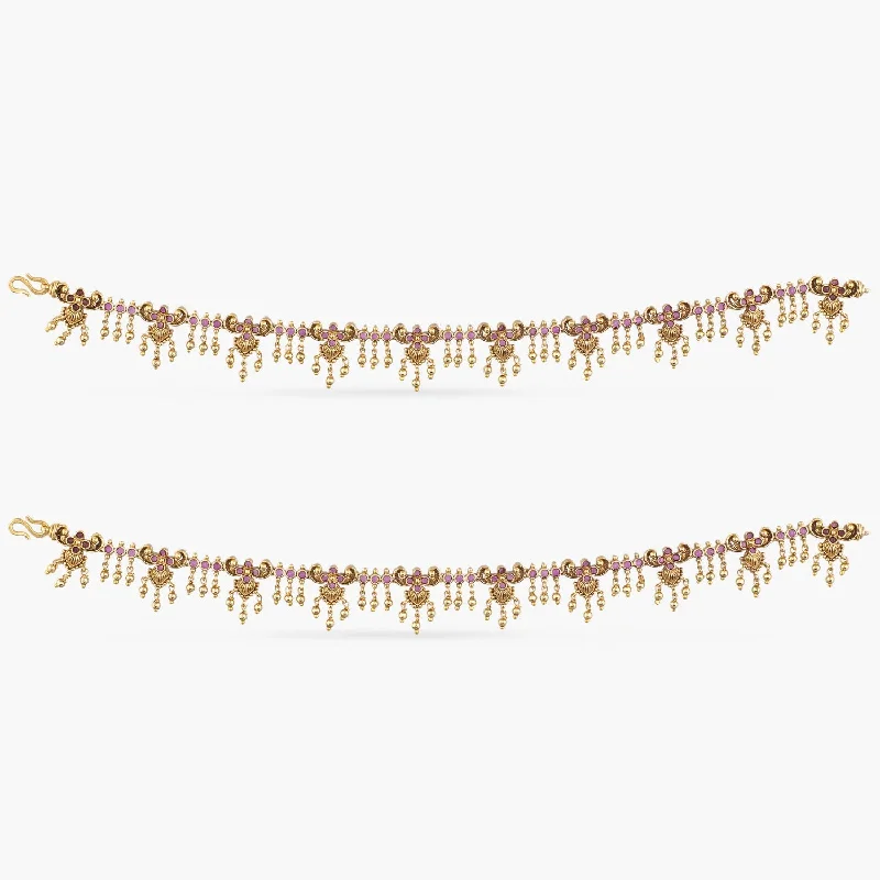 ankle bracelet with crystals for women-Mudita Antique Anklets