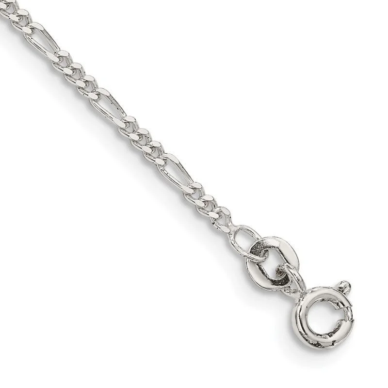 thick anklets for women-Sterling Silver 1.75mm Figaro Chain Anklet