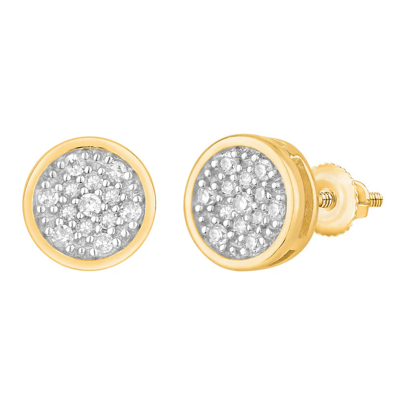 trendy earrings for women-Round Cluster Diamond Pave Stud Earring (14K)