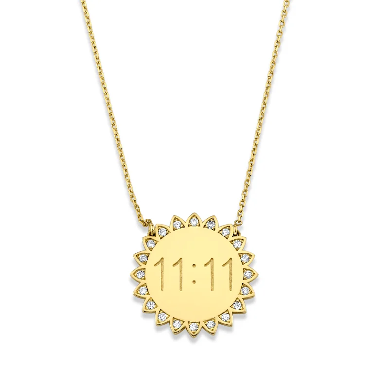 bohemian necklace for women-Classic 11:11 Sunshine Necklace with Diamonds | Ready to Ship