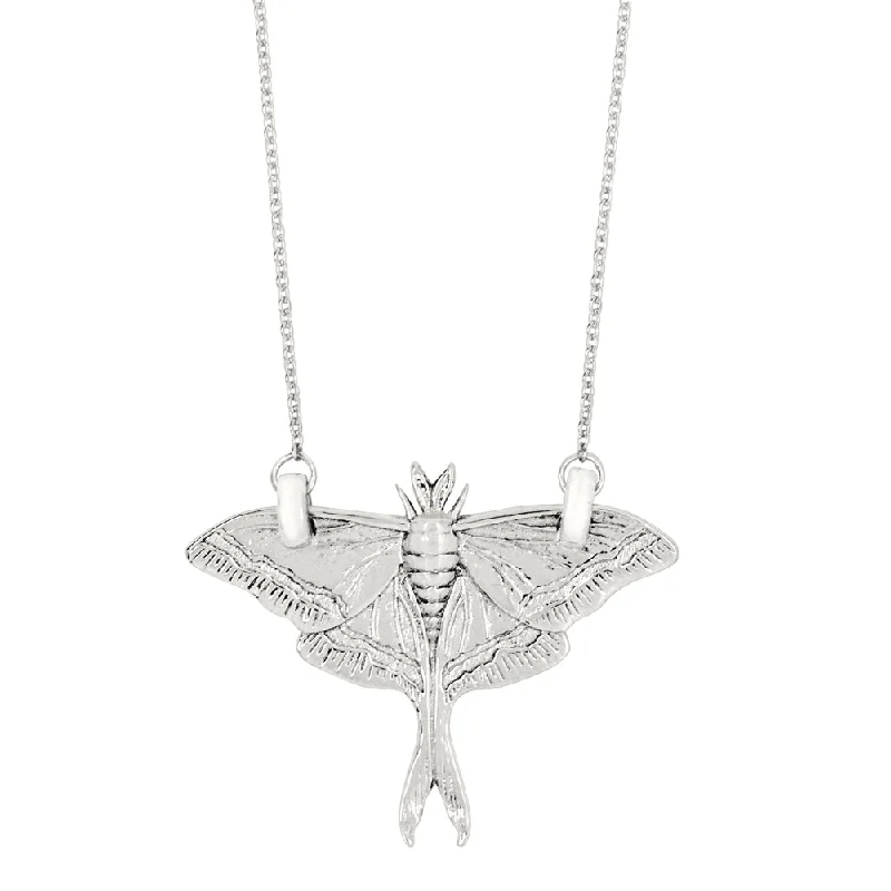 family necklace for women-Luna Moth Necklace in Silver | Available to Ship January 28, 2025