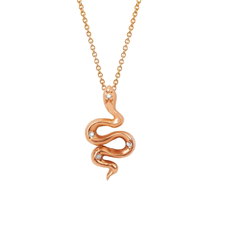 infinity necklace for women-Kundalini Snake Pendant with Star Set Diamonds | Ready to Ship