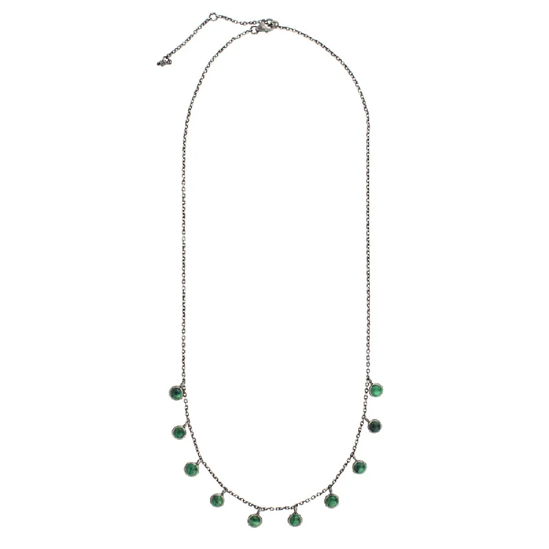 gift necklace for women-Many Moons Necklace in Malachite & Antiqued Silver | Available to Ship January 28, 2025