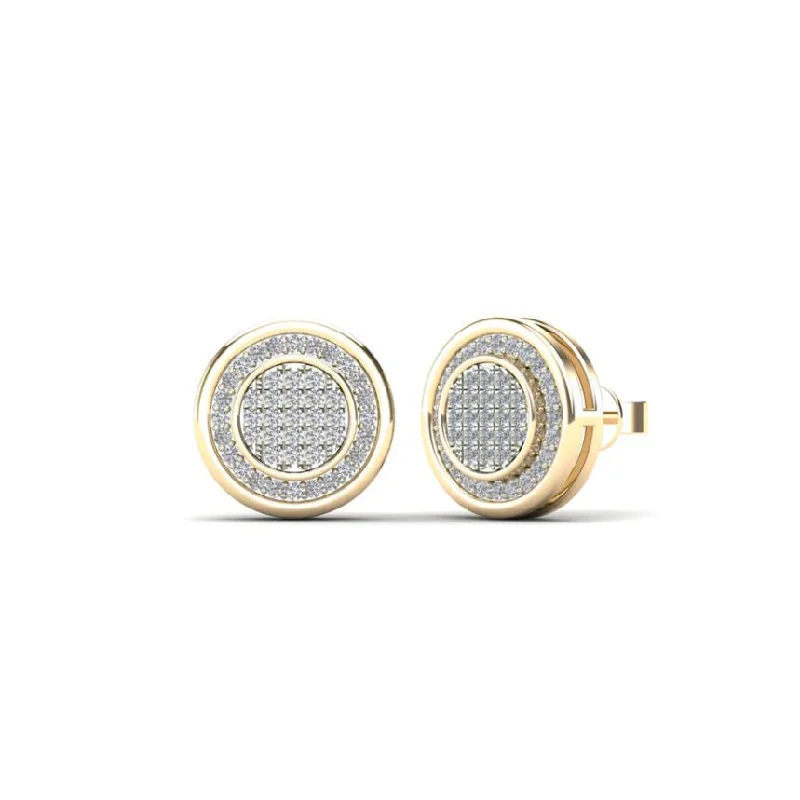 classic earrings for women-Double Round Diamond Stud Earrings (10K)