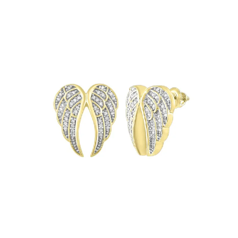 geometric earrings for women-Diamond Wing Earrings (14K)