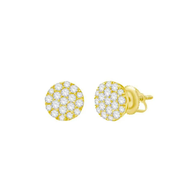 crystal stud earrings for women-Round Diamond Earrings (14K)