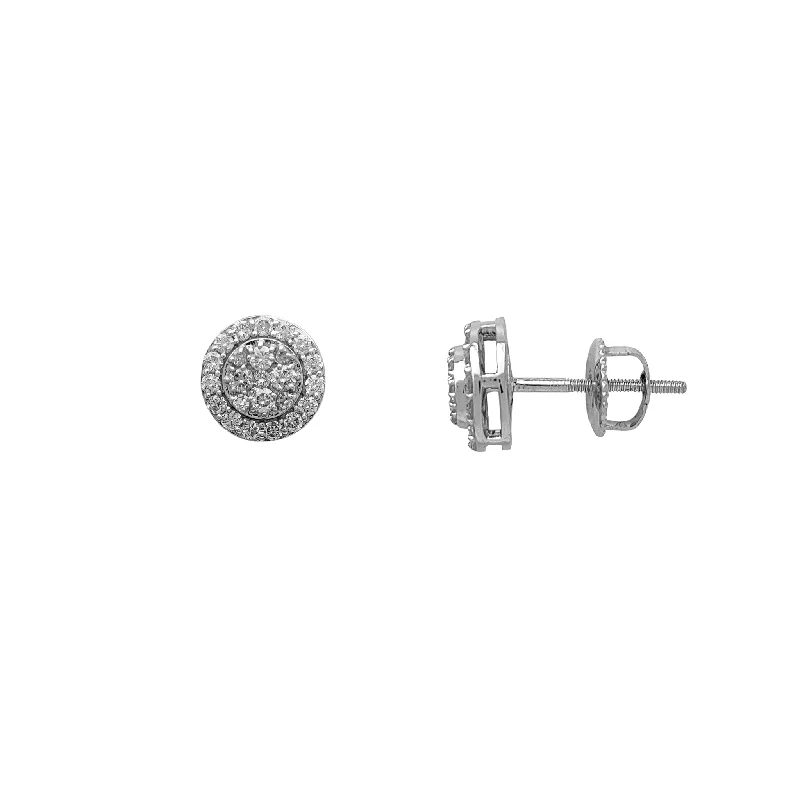 art deco earrings for women-Diamond Round Stud Earrings (14K)