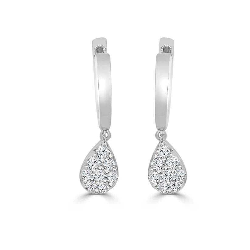 cocktail earrings for women-Diamond Ice Drop Earrings (14K)