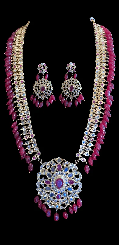 chic earrings for women-LN79 Rumaisa Pathani rani haar with earrings ( SHIPS IN 4 WEEKS )