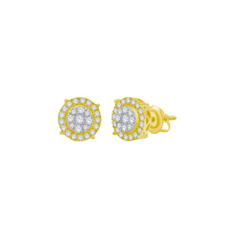 silver dangling earrings for women-Iced-Out Diamond  Stud Earrings (14K)