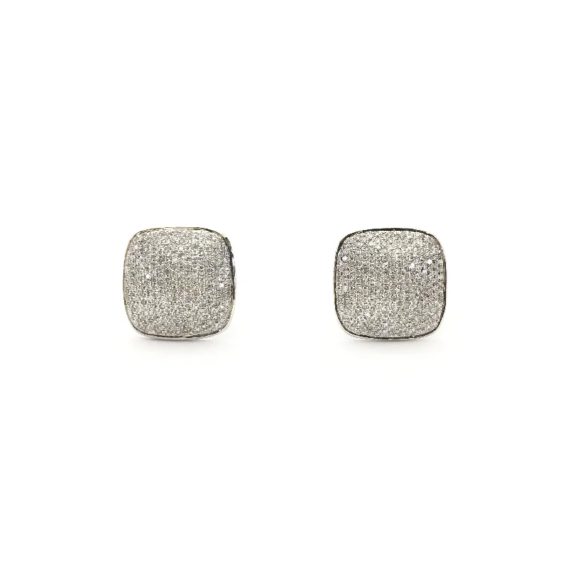 handmade earrings for women-Diamond Cluster Cushion Stud Earrings (14K)