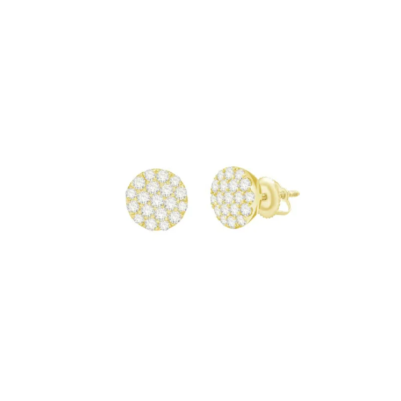 beaded earrings for women-Diamond Round Stud Earrings (14K)