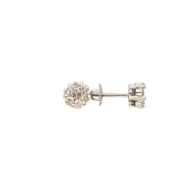 edgy earrings for women-Diamond Flower Cluster Stud Earrings (14K)