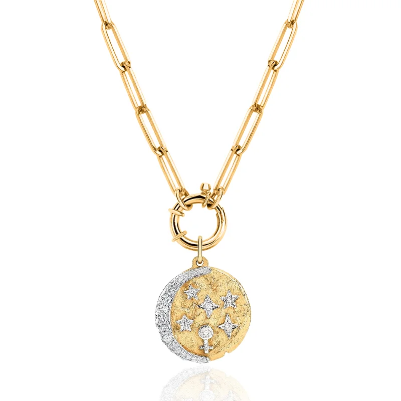 cute pendant necklace for women-Alchemy Link Charm Necklace with 18k Divine Feminine Charm