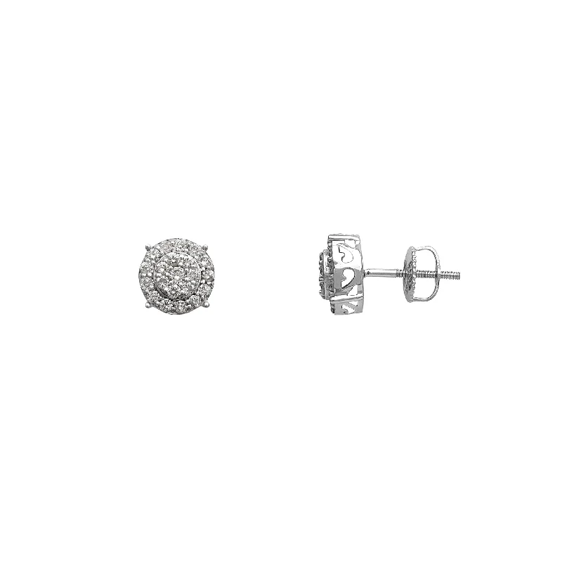 anniversary earrings for women-Diamond Round Cluster Stud Earrings (14K)