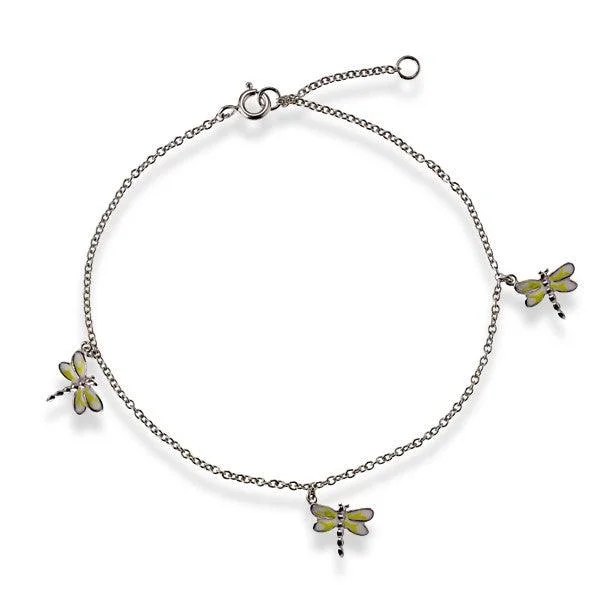 anklets for brides for women-Sterling Silver Anklet With  Hanging Butterflys