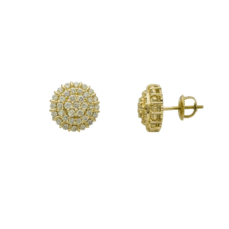 modern earrings for women-Diamond Cluster Round Stud Earrings (14K)