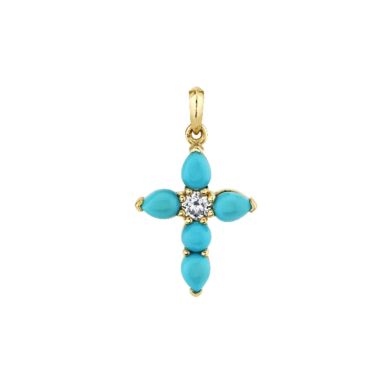 beaded necklace for women-Medium Turquoise & Diamond Faith Pendant | Ready to Ship