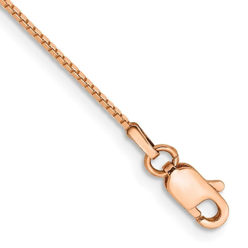 cute anklets for women-14K Rose Gold 10 inch .9mm Box Link with Lobster Clasp Chain Anklet